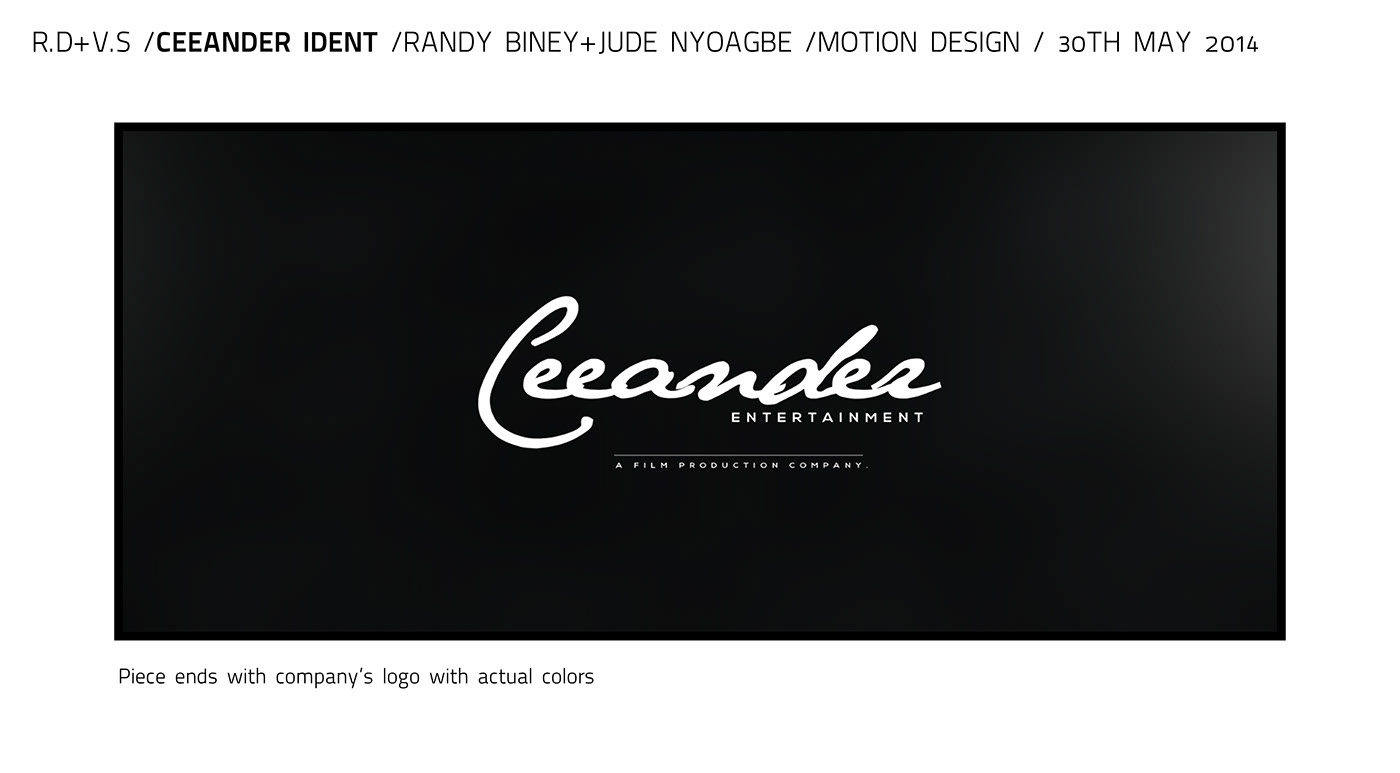 Ceeander Ident — storyboard: the piece ends with the company's logo in its actual colours