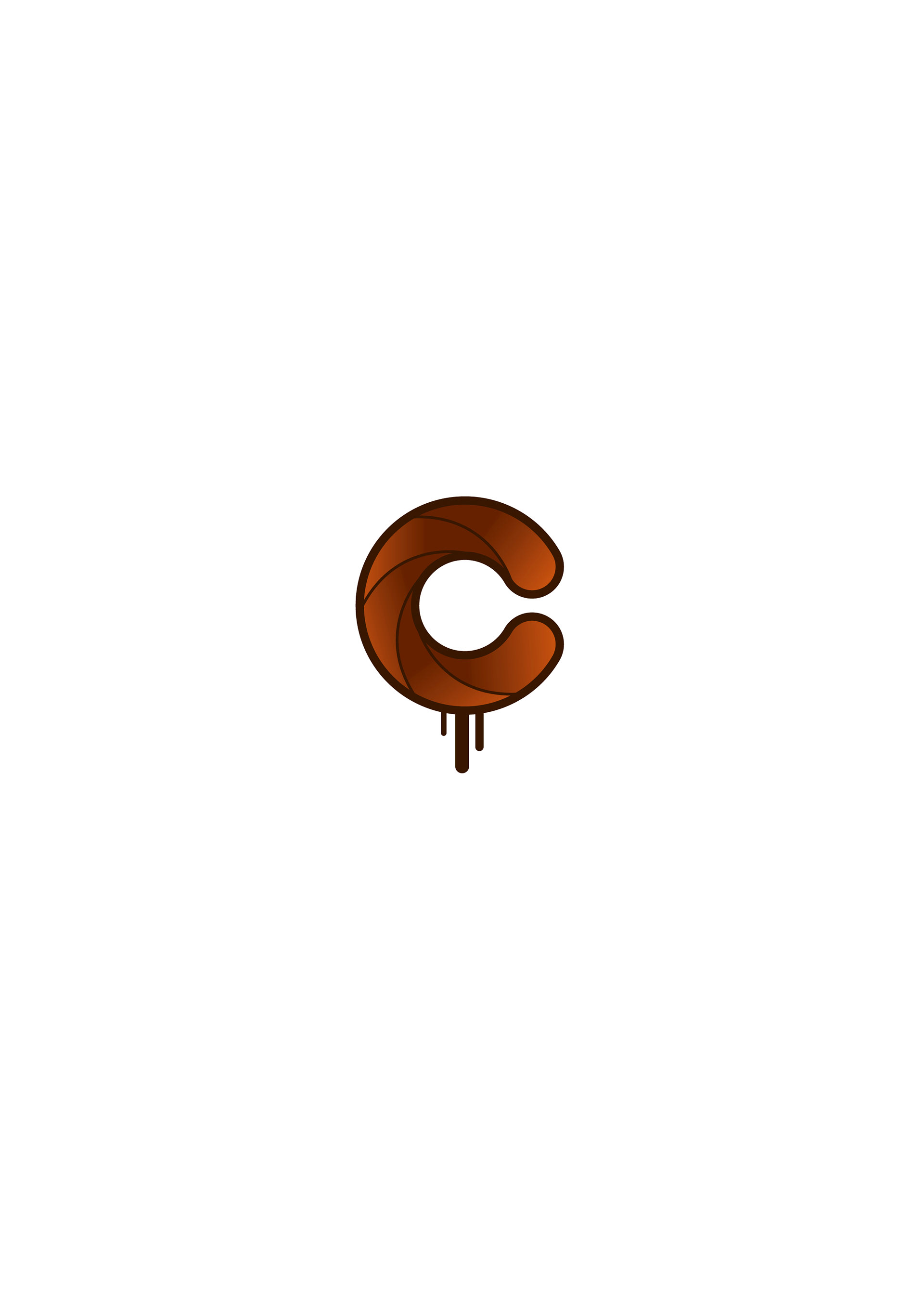 Chocolate C monogram in graduated brown with a drip detail