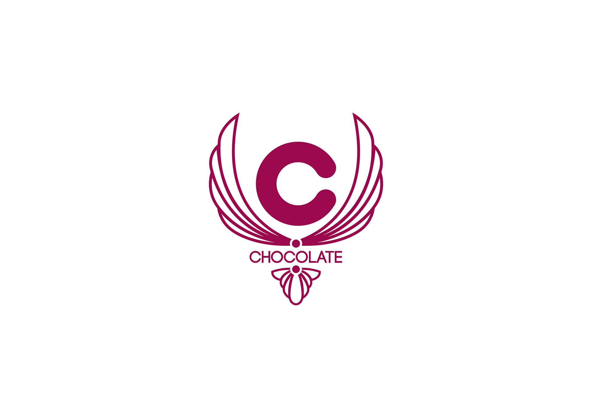 Winged Chocolate badge with C monogram in magenta