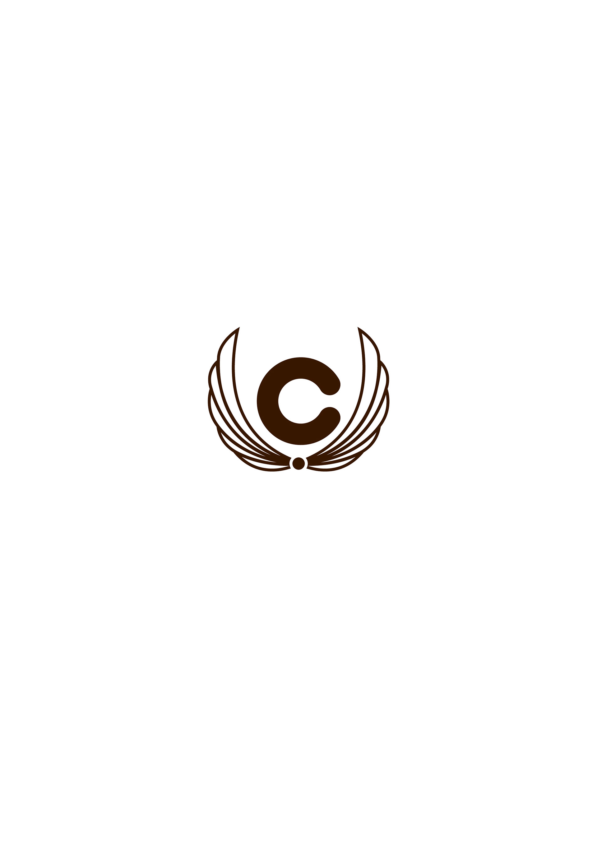 Winged Chocolate badge in brown on white