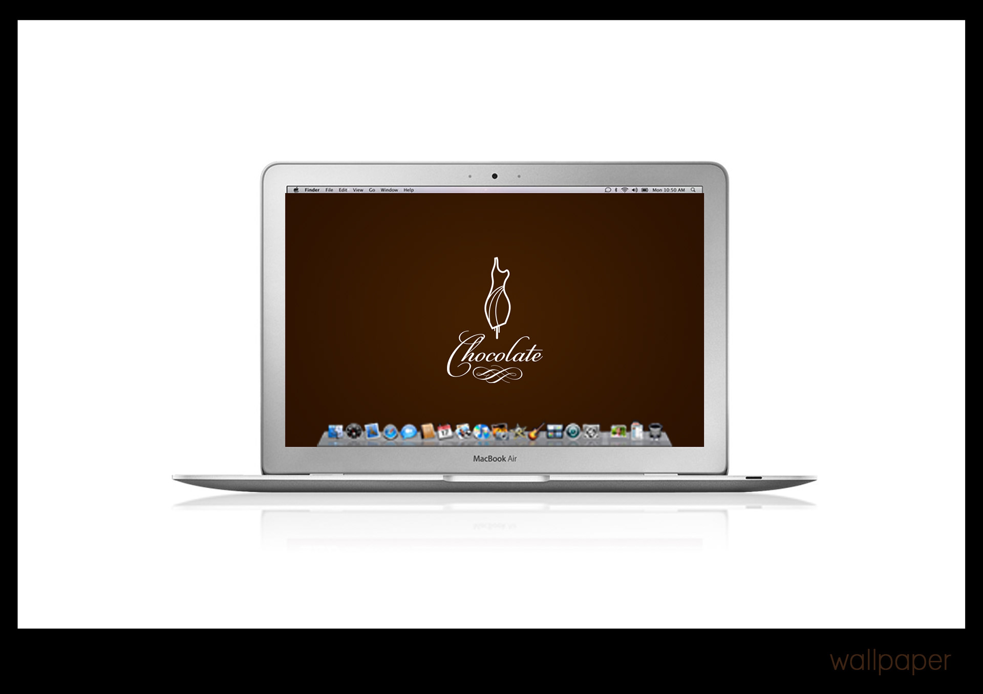 Chocolate desktop wallpaper shown on a laptop screen