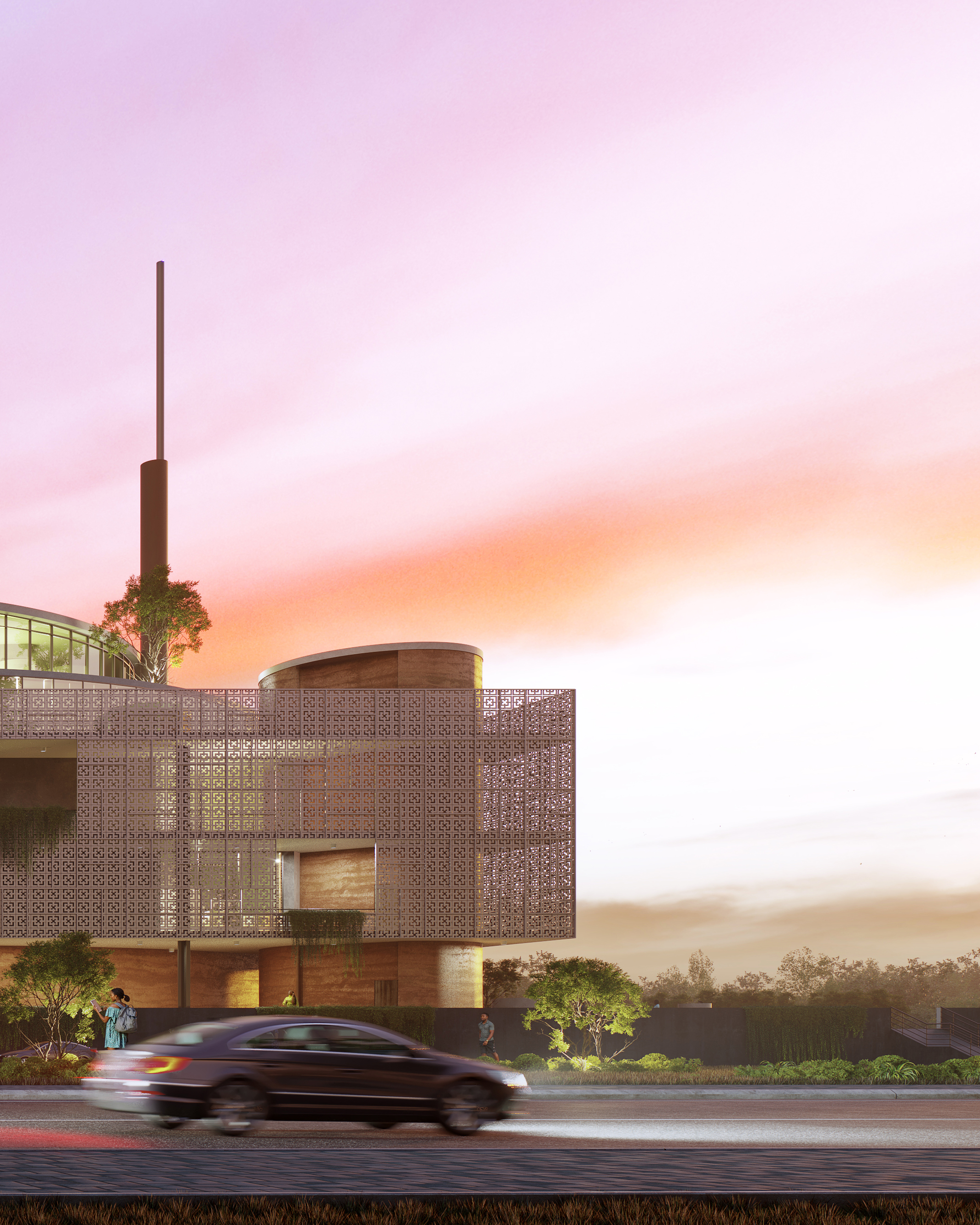 Digital Youth Village (DYV) exterior at dawn