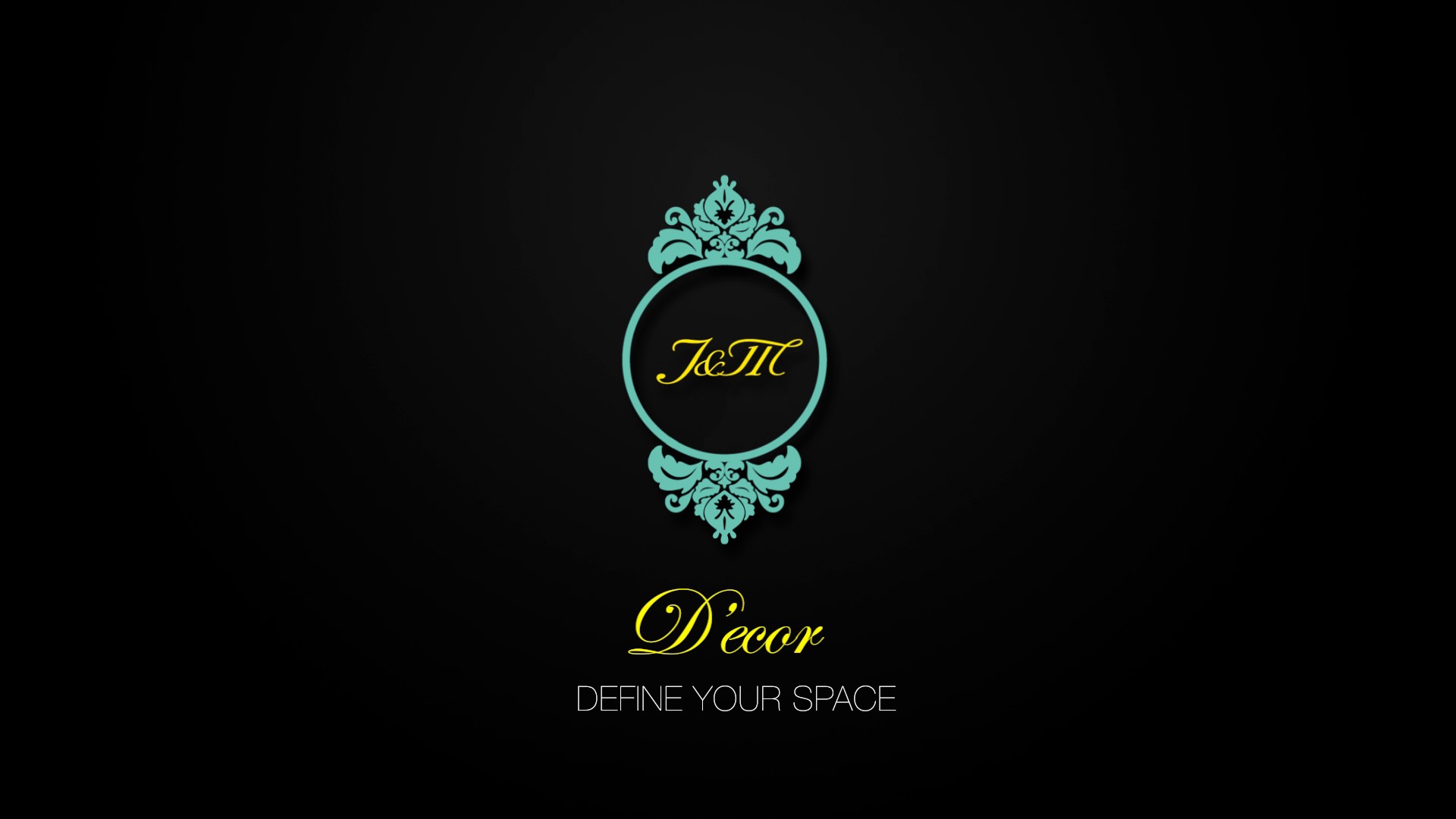 The completed lockup: crested ring and monogram, D&eacute;cor in yellow script, and the tagline Define Your Space in grey capitals