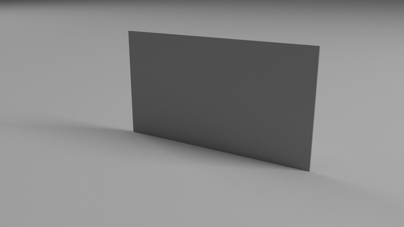 The display element alone, a dark rectangular panel standing on its edge against a grey studio ground.