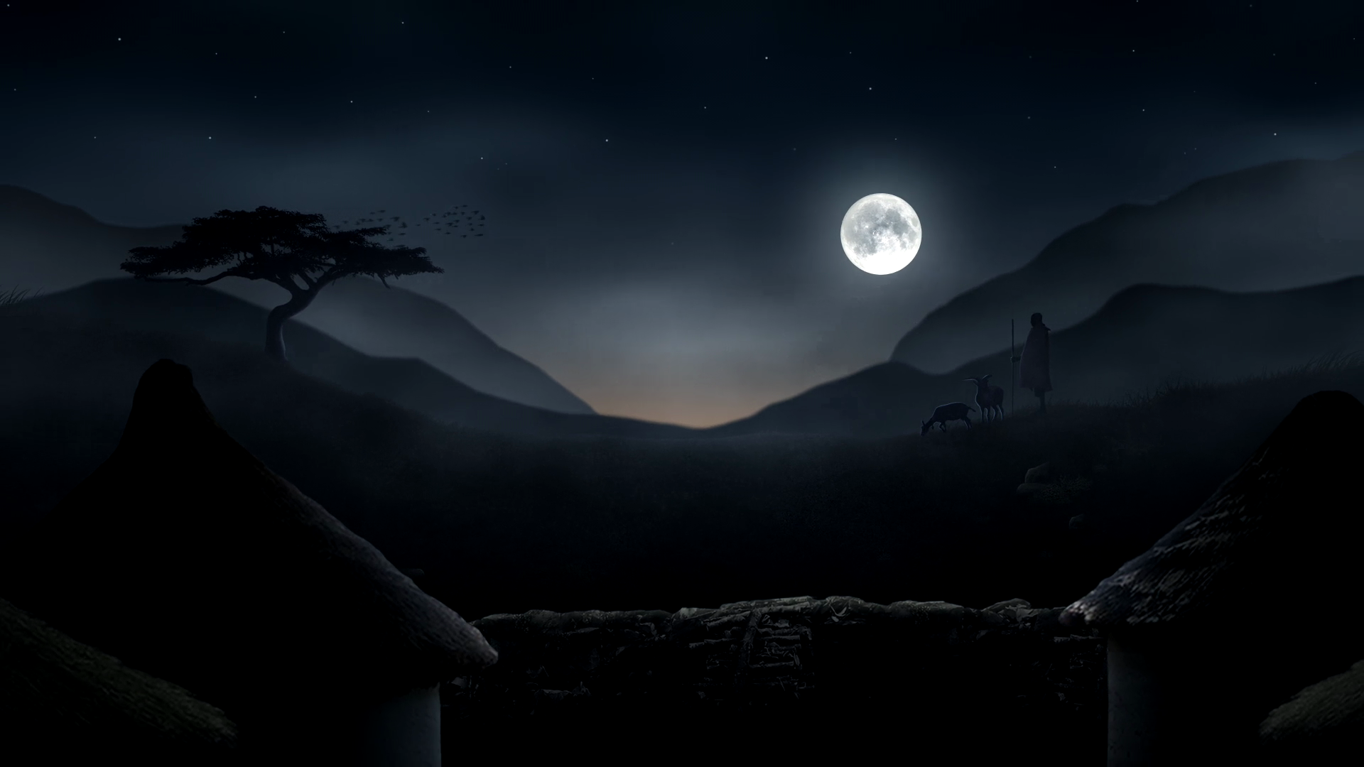 Moonlit Storyboard Frame 03 — Night countryside