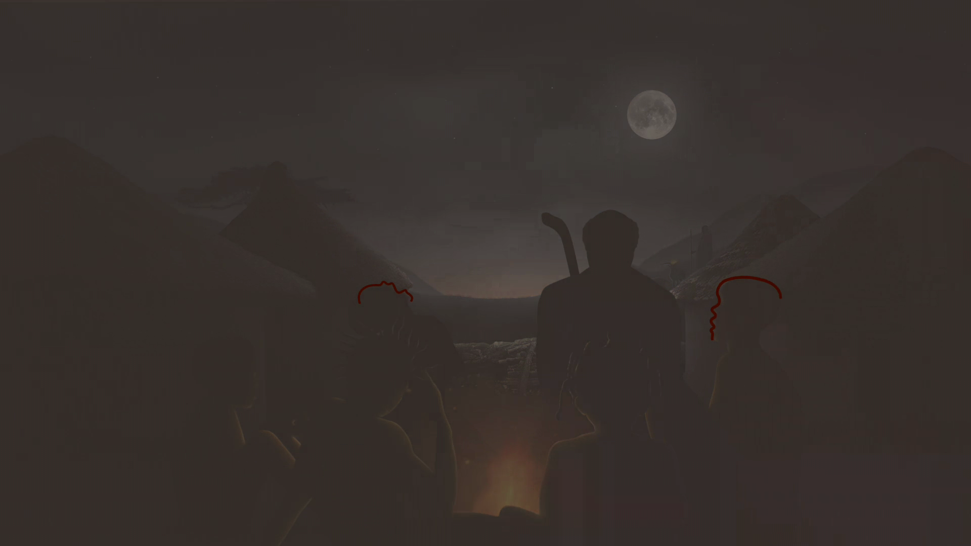Moonlit Storyboard Frame 06 — Compound under moonlight